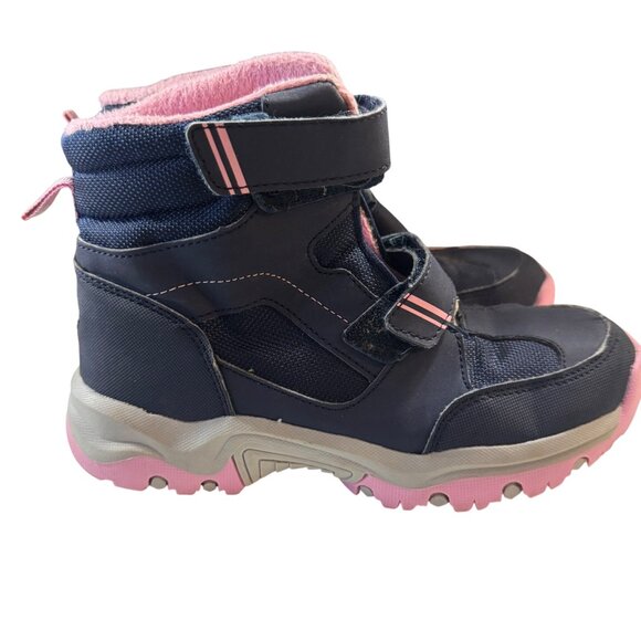 Kids High-Top Winter Boots Size 3 Hook and Loop Straps & Pink Lining - Picture 3 of 7